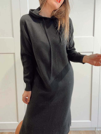 Vestido Punto con Capucha MOSSAIRE Negro - heve