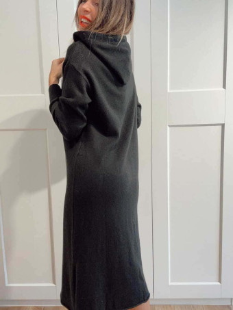 Vestido Punto con Capucha MOSSAIRE Negro - heve
