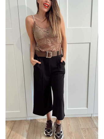 Pantalón Culotte con Cinturón LYMAN Negro HEVE