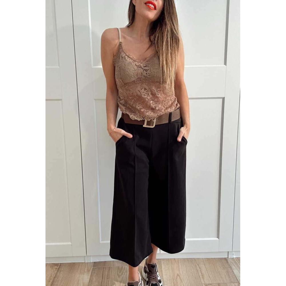 Pantalón Culotte con Cinturón LYMAN Negro HEVE