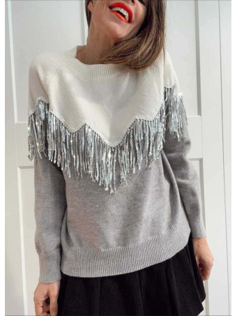 Jersey Flecos Lentejuelas LACEVYN Gris -heve