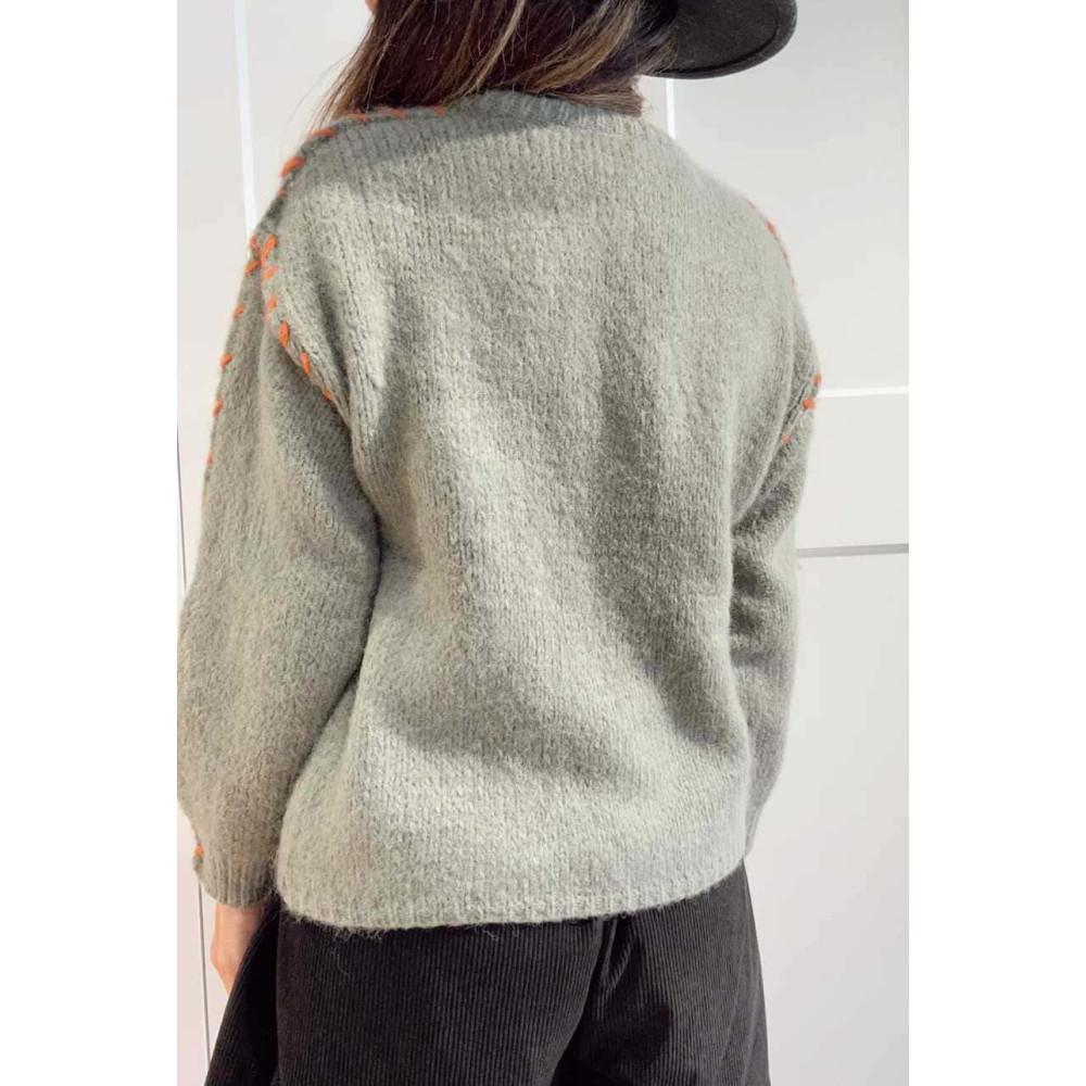 Jersey Pespunte Trenzado SERLAIN Khaki - heve