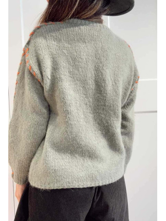 Jersey Pespunte Trenzado SERLAIN Khaki - heve