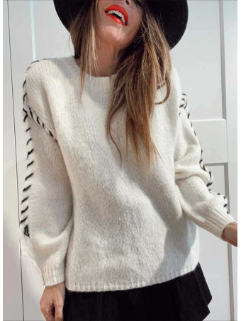 Jersey Pespunte Trenzado SERLAIN Crudo - heve