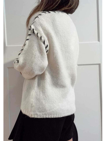 Jersey Pespunte Trenzado SERLAIN Crudo - heve