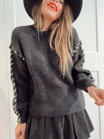 Jersey Pespunte Trenzado SERLAIN Negro - heve