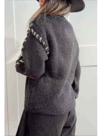 Jersey Pespunte Trenzado SERLAIN Negro - heve