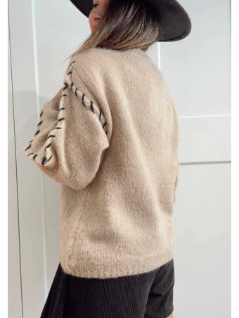 Jersey Pespunte Trenzado SERLAIN Taupe - heve