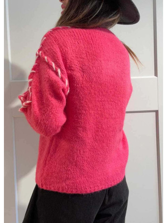 Jersey Pespunte Trenzado SERLAIN Fucsia - heve