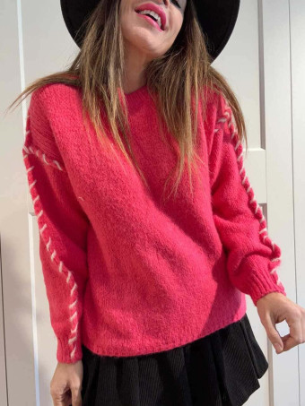 Jersey Pespunte Trenzado SERLAIN Fucsia - heve