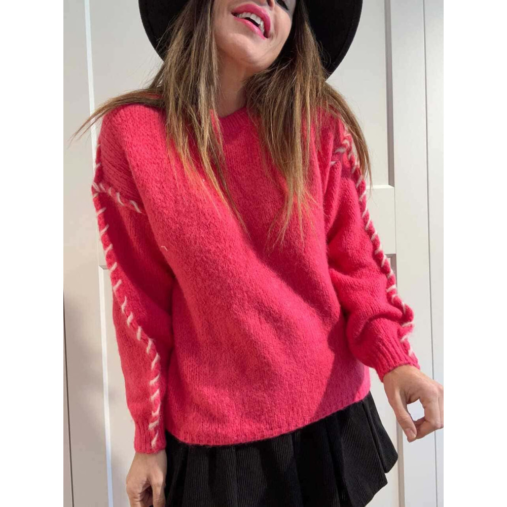 Jersey Pespunte Trenzado SERLAIN Fucsia - heve