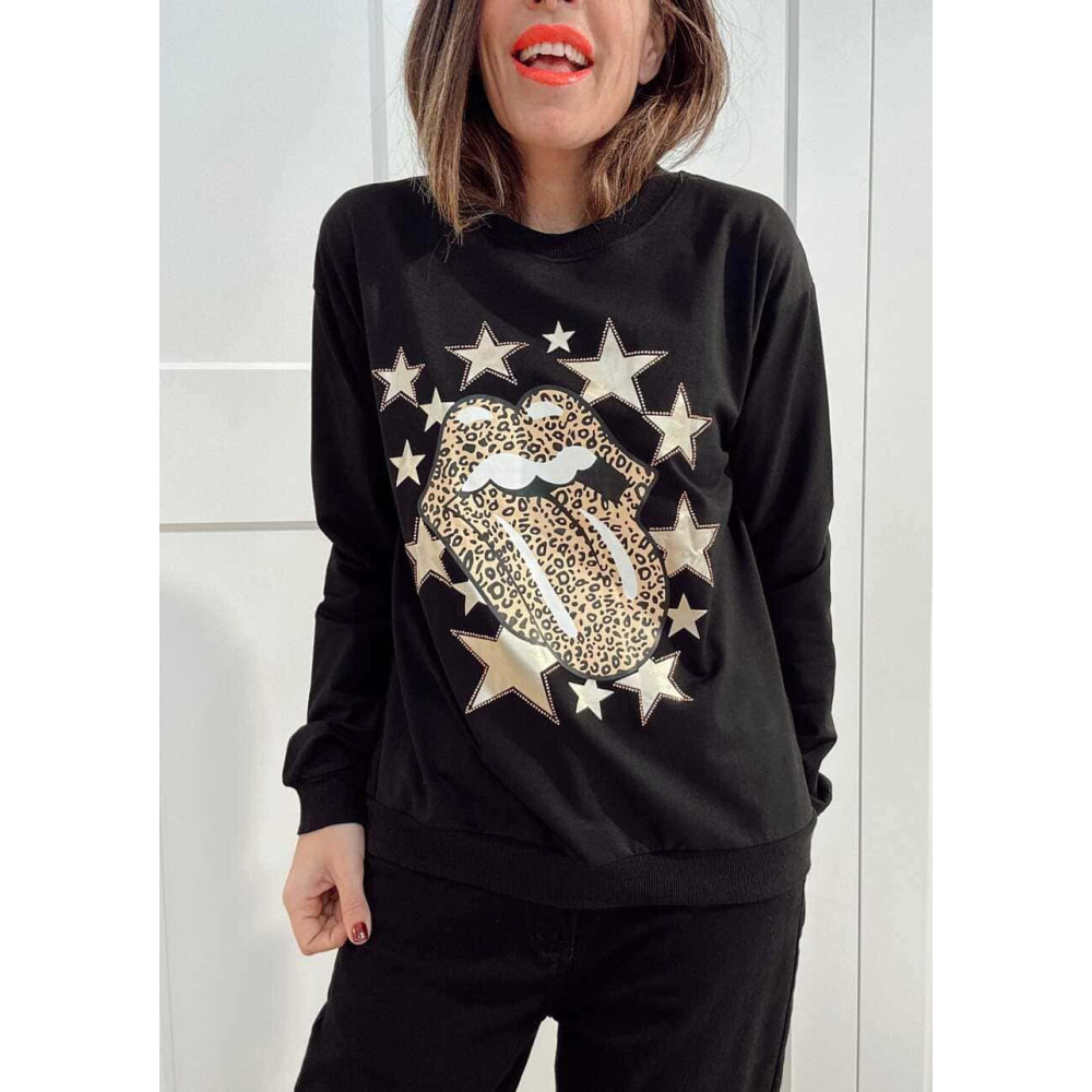 Sudadera Vinilo ROCK AND GLAM Negro HEVE