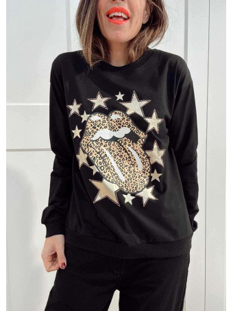 Sudadera Vinilo ROCK AND GLAM Negro HEVE