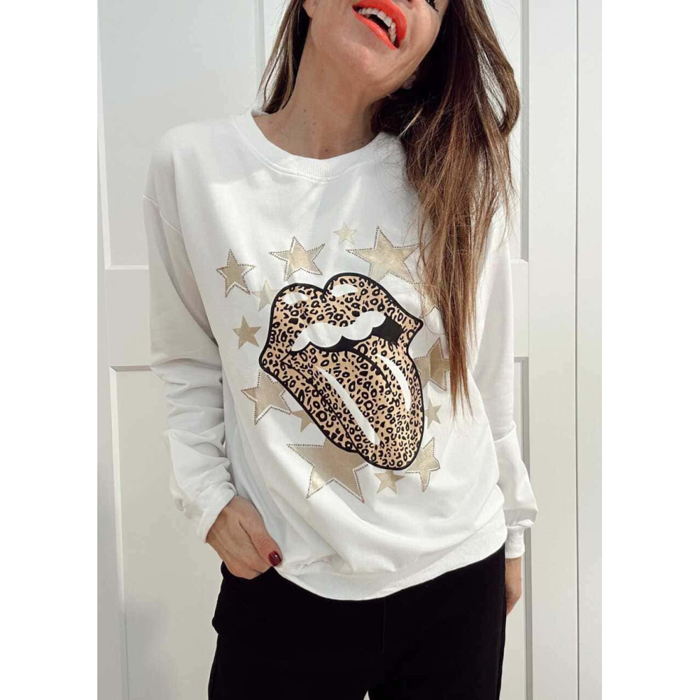 Sudadera Vinilo ROCK AND GLAM Blanco HEVE