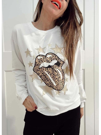 Sudadera Vinilo ROCK AND GLAM Blanco HEVE