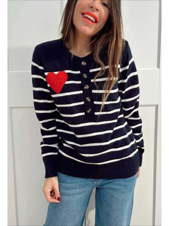 Punto Rayas Corazón LOVE STRIPES Marino HEVE