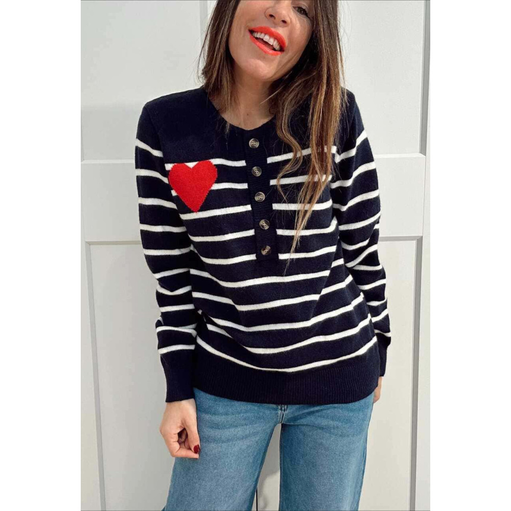 Punto Rayas Corazón LOVE STRIPES Marino HEVE