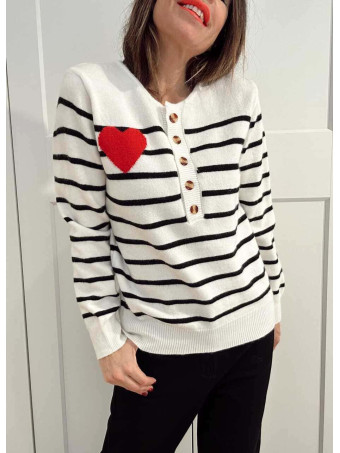 Punto Rayas Corazón LOVE STRIPES Blanco HEVE