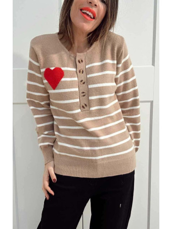 Punto Rayas Corazón LOVE STRIPES Camel HEVE