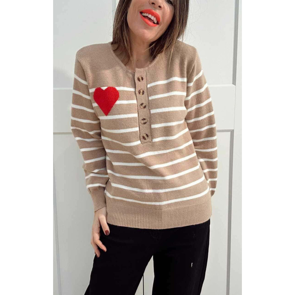 Punto Rayas Corazón LOVE STRIPES Camel HEVE