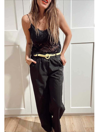 Pantalón Casual Style con Cinturón VERSAEL Negro HEVE