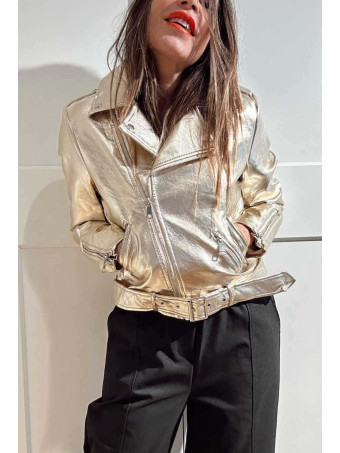 Biker Metalizada Efecto Piel STELYON Oro HEVE
