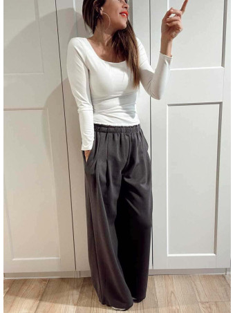 Pantalón Comfy Style Cintura Doble DUVELLE Gris Plomo HEVE