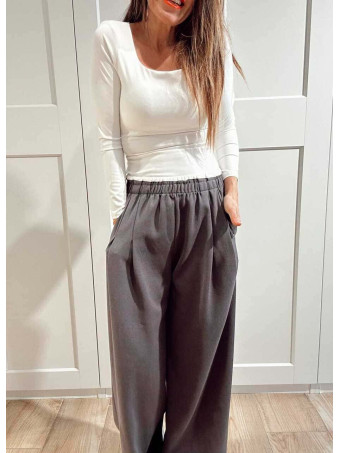 Pantalón Comfy Style Cintura Doble DUVELLE Gris Plomo HEVE