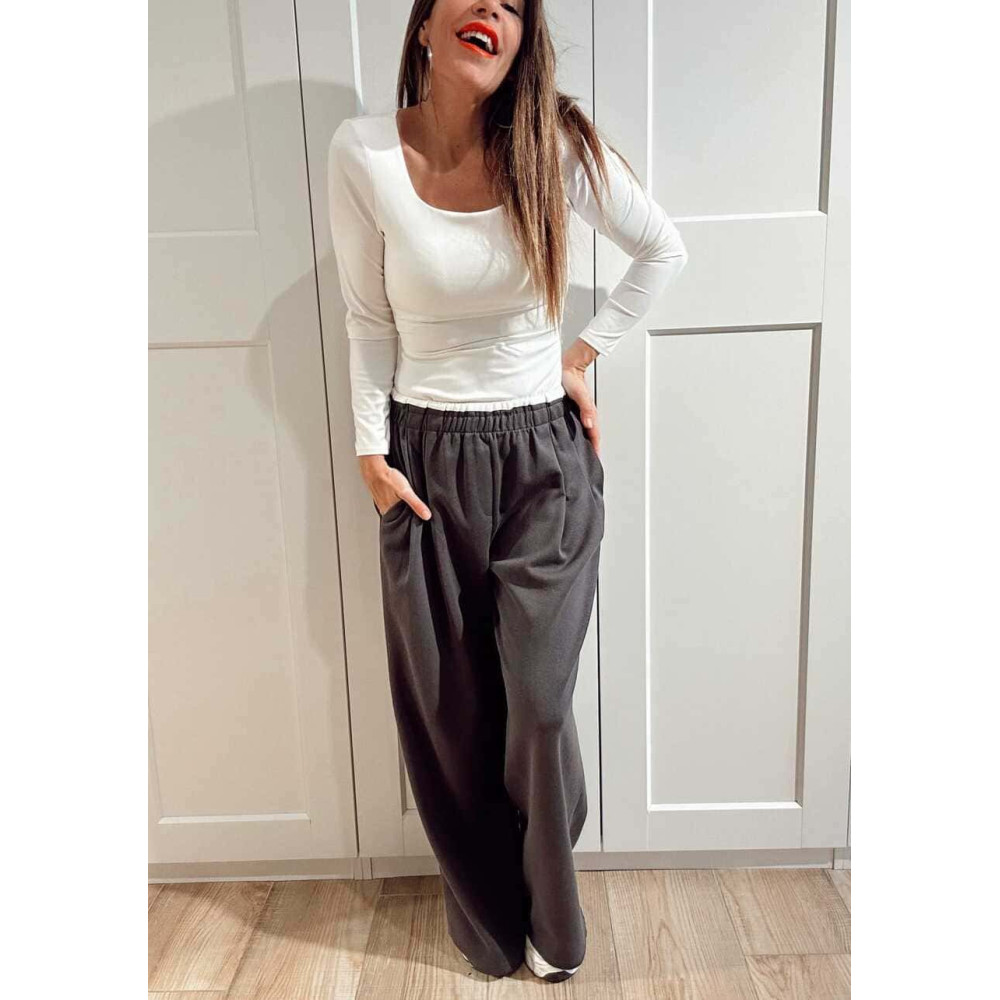 Pantalón Comfy Style Cintura Doble DUVELLE Gris Plomo HEVE