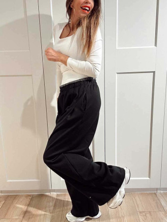 Pantalón Comfy Style Cintura Doble DUVELLE Negro HEVE