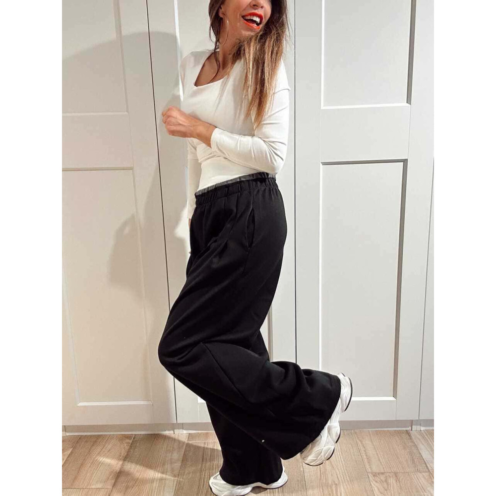 Pantalón Comfy Style Cintura Doble DUVELLE Negro HEVE