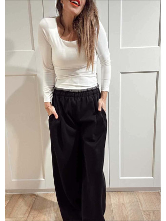 Pantalón Comfy Style Cintura Doble DUVELLE Negro HEVE