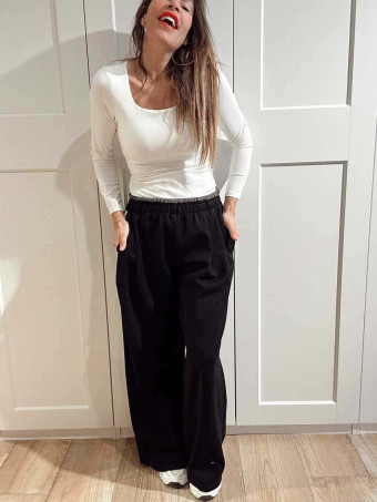 Pantalón Comfy Style Cintura Doble DUVELLE Negro HEVE