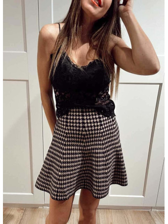 Falda Punto Pata Gallo DRIVIOZ Camel/Negro HEVE