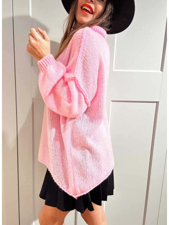 Jersey Oversize Cuello Chimenea NÉVOLIE Rosa HEVE