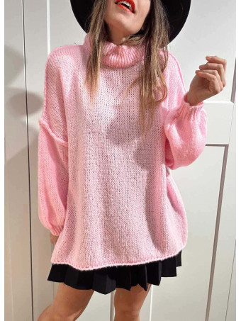 Jersey Oversize Cuello Chimenea NÉVOLIE Rosa HEVE
