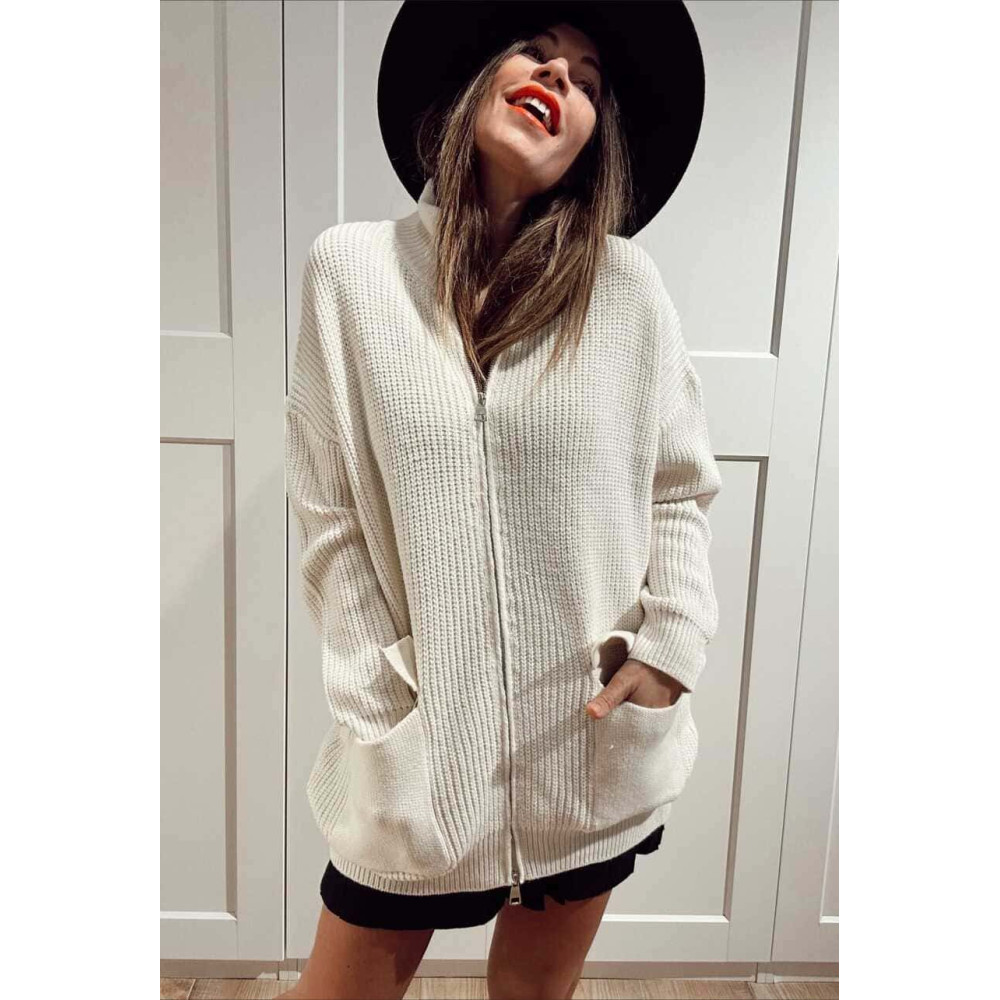 Chaqueta Punto con Cremallera REEVE Beige HEVE