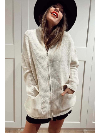Chaqueta Punto con Cremallera REEVE Beige HEVE