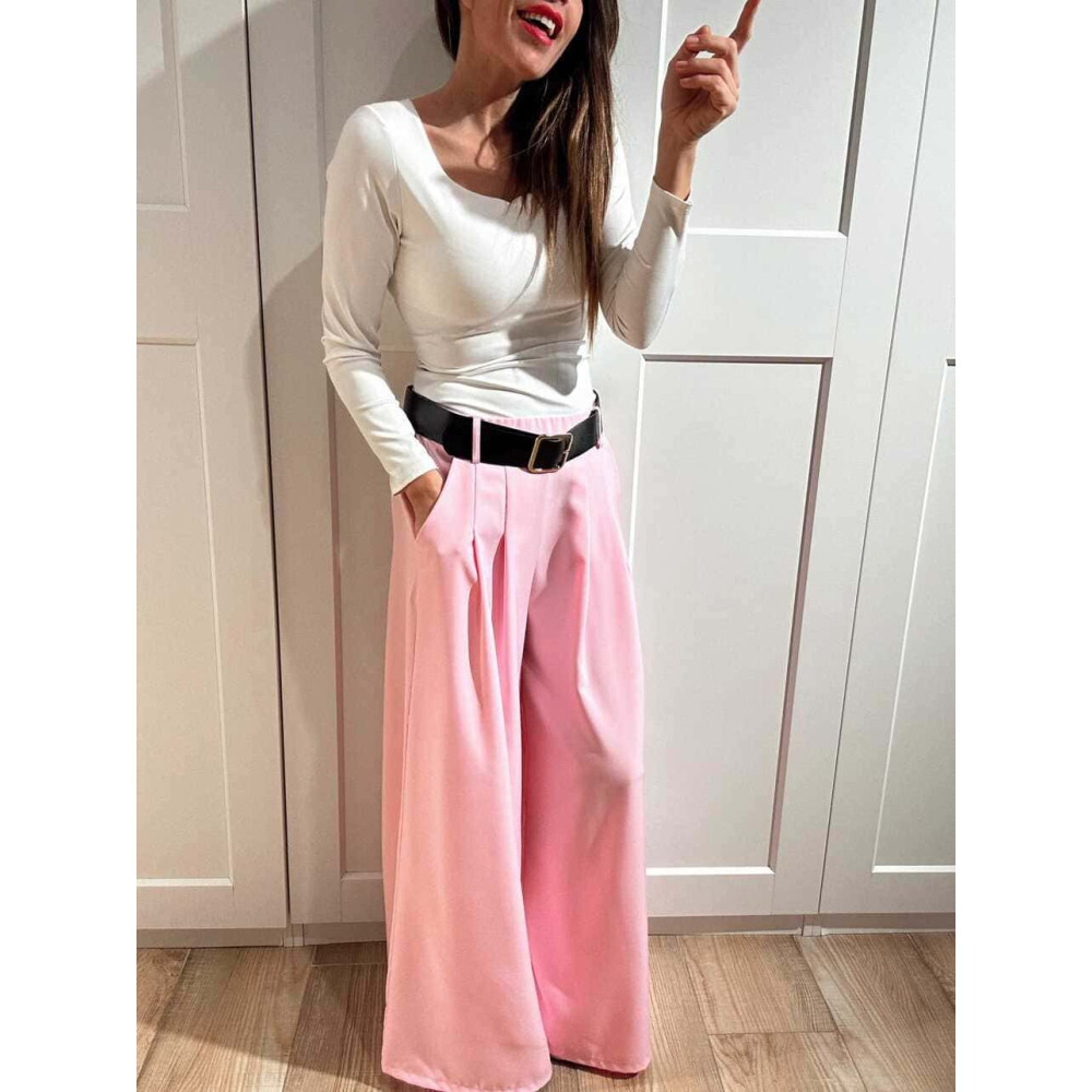 Pantalón Palazzo Cinturón CHARMELLIE Rosa HEVE