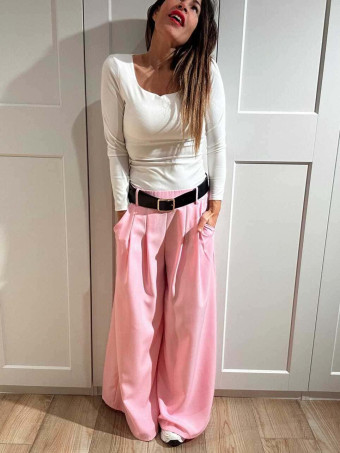 Pantalón Palazzo Cinturón CHARMELLIE Rosa HEVE