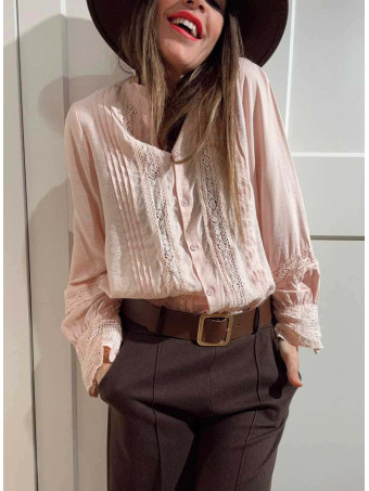 Blusa Romántica Jaretas JOBELLE Rosa HEVE