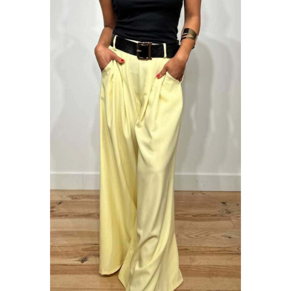 Pantalón Palazzo Cinturón CHARMELLIE Amarillo HEVE
