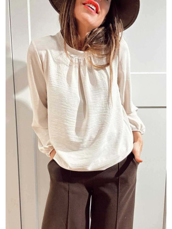 Blusa Fluida Abullonada VOLIANNE Beige HEVE