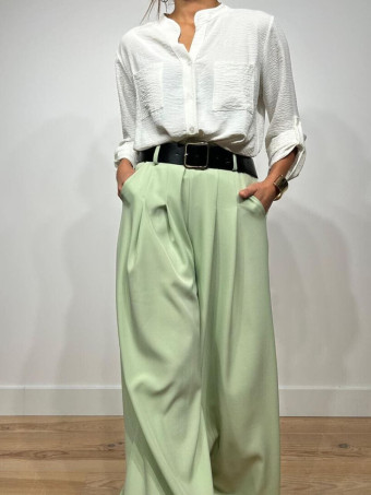 Pantalón Palazzo Cinturón CHARMELLIE Verde Té HEVE