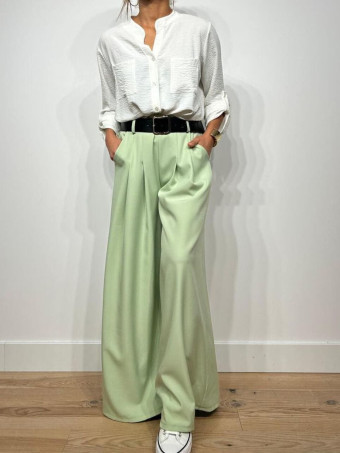 Pantalón Palazzo Cinturón CHARMELLIE Verde Té HEVE