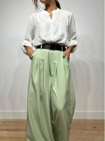 Pantalón Palazzo Cinturón CHARMELLIE Verde Té HEVE