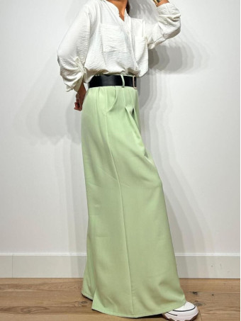 Pantalón Palazzo Cinturón CHARMELLIE Verde Té HEVE