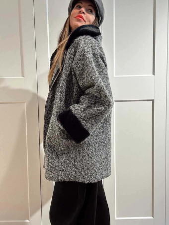 Chaquetón Oversize con Capucha VELVISSY Gris Marengo HEVE