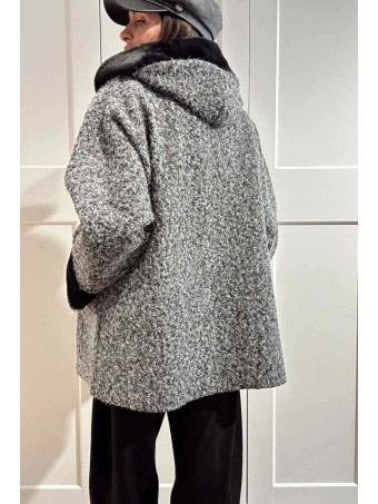 Chaquetón Oversize con Capucha VELVISSY Gris Marengo HEVE