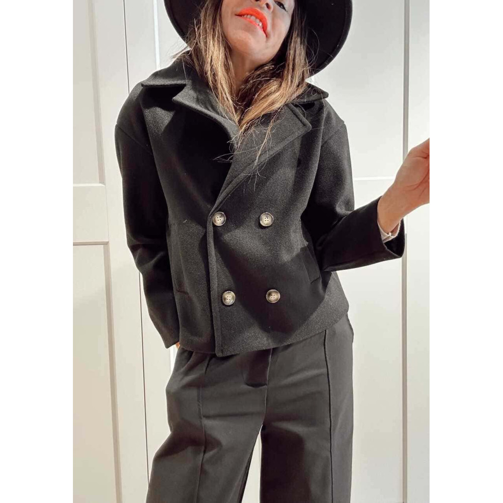 Chaqueta Paño Doble Botonadura BRONTË Negro HEVE